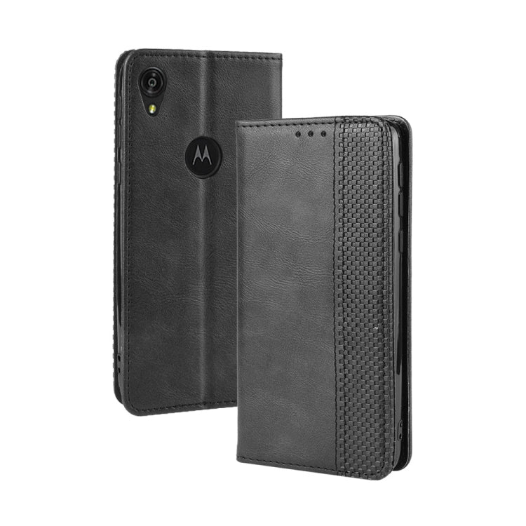 Magnetic Buckle Retro Crazy Horse Texture Horizontal Flip Leather Case for Motorola Moto E6,with Holder & Card Slots & Photo Frame