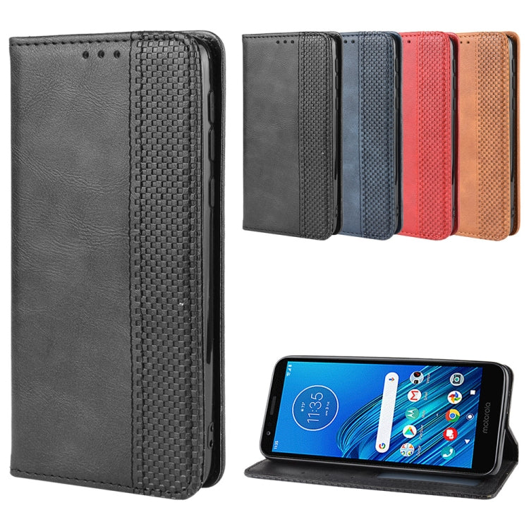 Magnetic Buckle Retro Crazy Horse Texture Horizontal Flip Leather Case for Motorola Moto E6,with Holder & Card Slots & Photo Frame