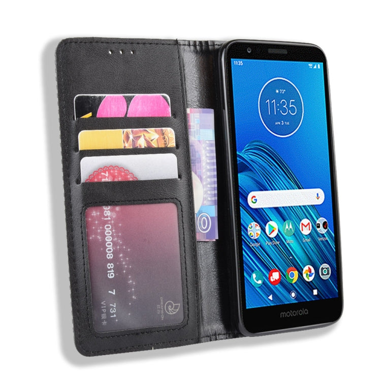 Magnetic Buckle Retro Crazy Horse Texture Horizontal Flip Leather Case for Motorola Moto E6,with Holder & Card Slots & Photo Frame