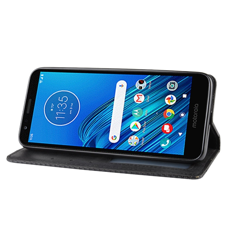 Magnetic Buckle Retro Crazy Horse Texture Horizontal Flip Leather Case for Motorola Moto E6,with Holder & Card Slots & Photo Frame