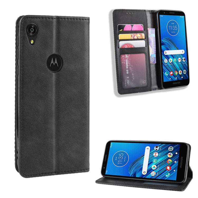 Magnetic Buckle Retro Crazy Horse Texture Horizontal Flip Leather Case for Motorola Moto E6,with Holder & Card Slots & Photo Frame