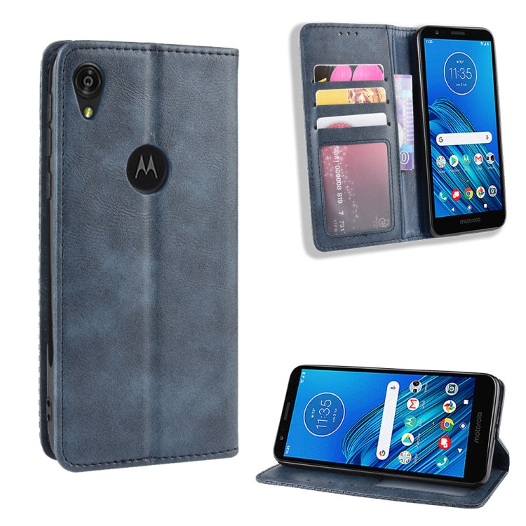 Magnetic Buckle Retro Crazy Horse Texture Horizontal Flip Leather Case for Motorola Moto E6,with Holder & Card Slots & Photo Frame