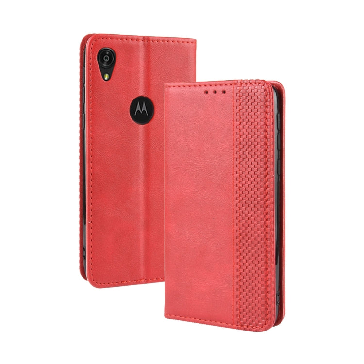 Magnetic Buckle Retro Crazy Horse Texture Horizontal Flip Leather Case for Motorola Moto E6,with Holder & Card Slots & Photo Frame