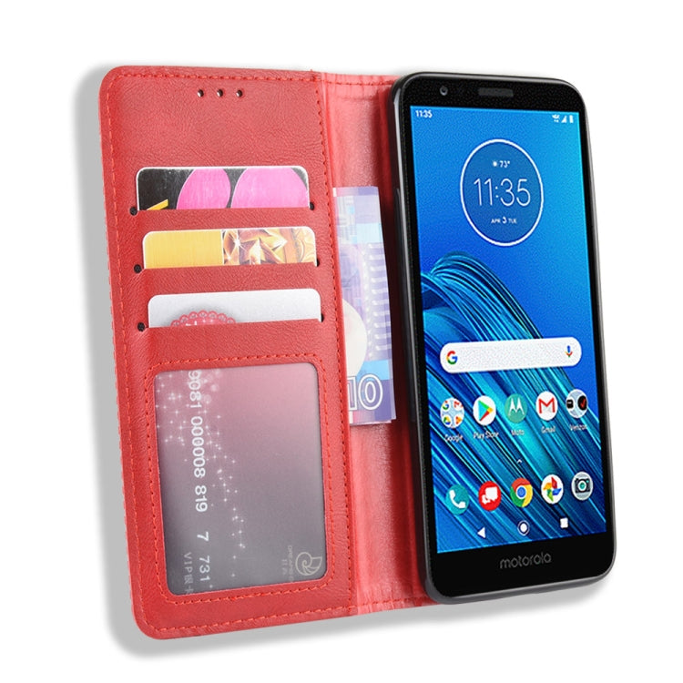 Magnetic Buckle Retro Crazy Horse Texture Horizontal Flip Leather Case for Motorola Moto E6,with Holder & Card Slots & Photo Frame