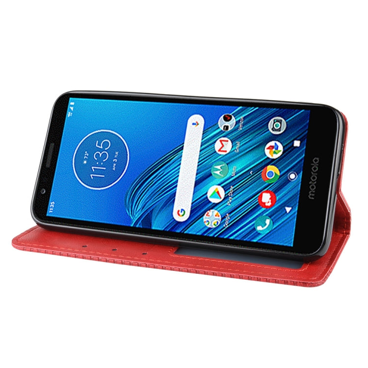 Magnetic Buckle Retro Crazy Horse Texture Horizontal Flip Leather Case for Motorola Moto E6,with Holder & Card Slots & Photo Frame