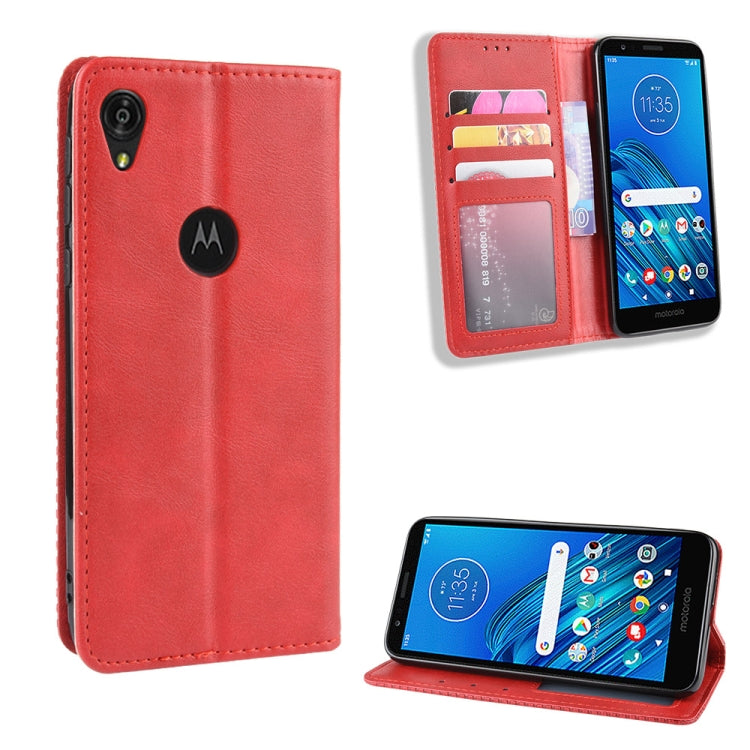Magnetic Buckle Retro Crazy Horse Texture Horizontal Flip Leather Case for Motorola Moto E6,with Holder & Card Slots & Photo Frame