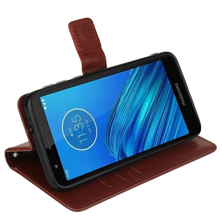 Retro Crazy Horse Texture Horizontal Flip Leather Case for Motorola Moto E6 , with Holder & Card Slots & Photo Frame