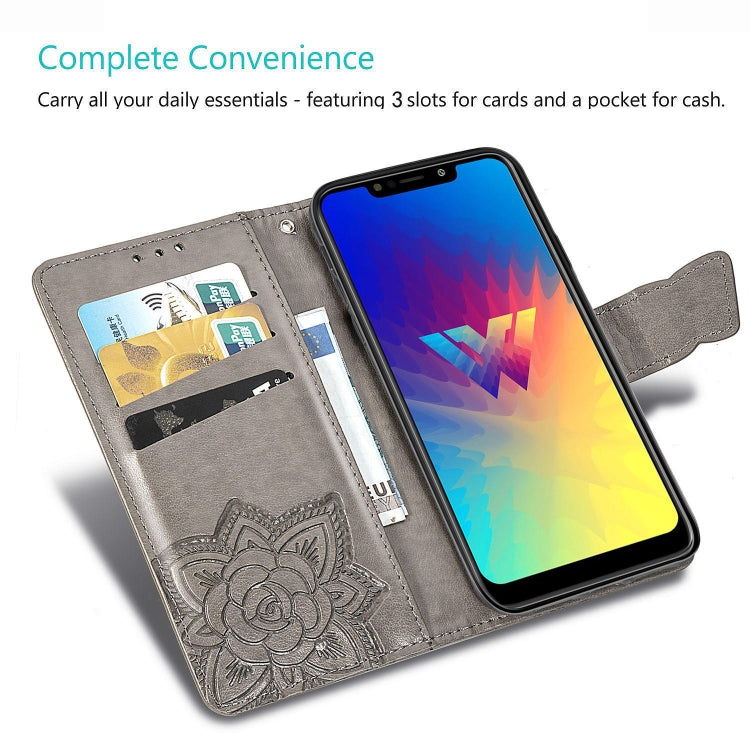 Butterfly Love Flowers Embossing Horizontal Flip Leather Case For LG W10 with Holder & Card Slots & Wallet & Lanyard