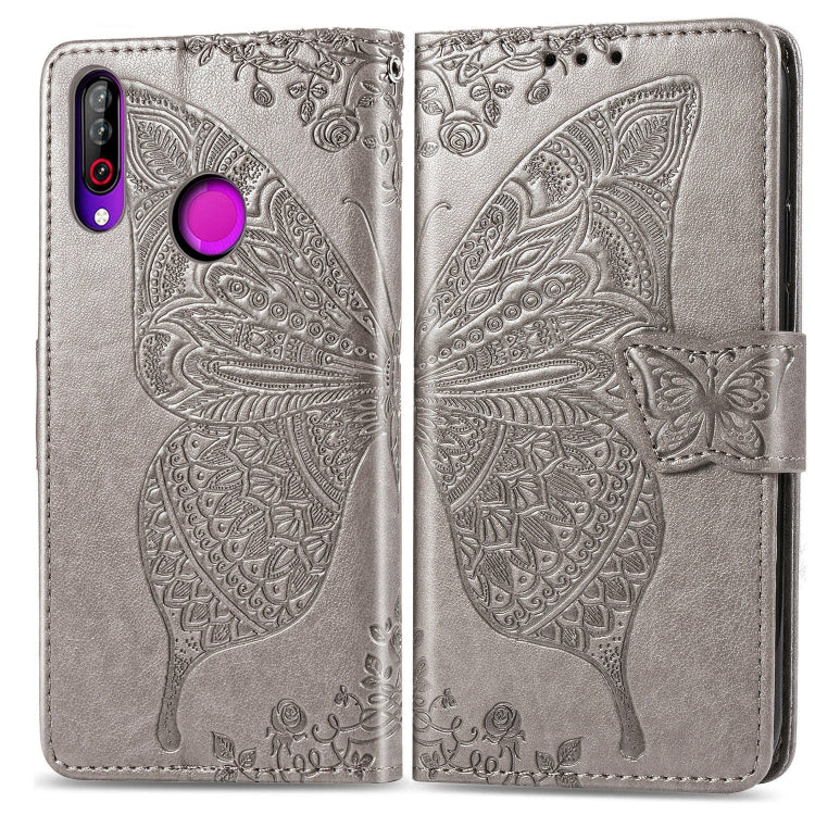 Butterfly Love Flowers Embossing Horizontal Flip Leather Case For LG W30 with Holder & Card Slots & Wallet & Lanyard