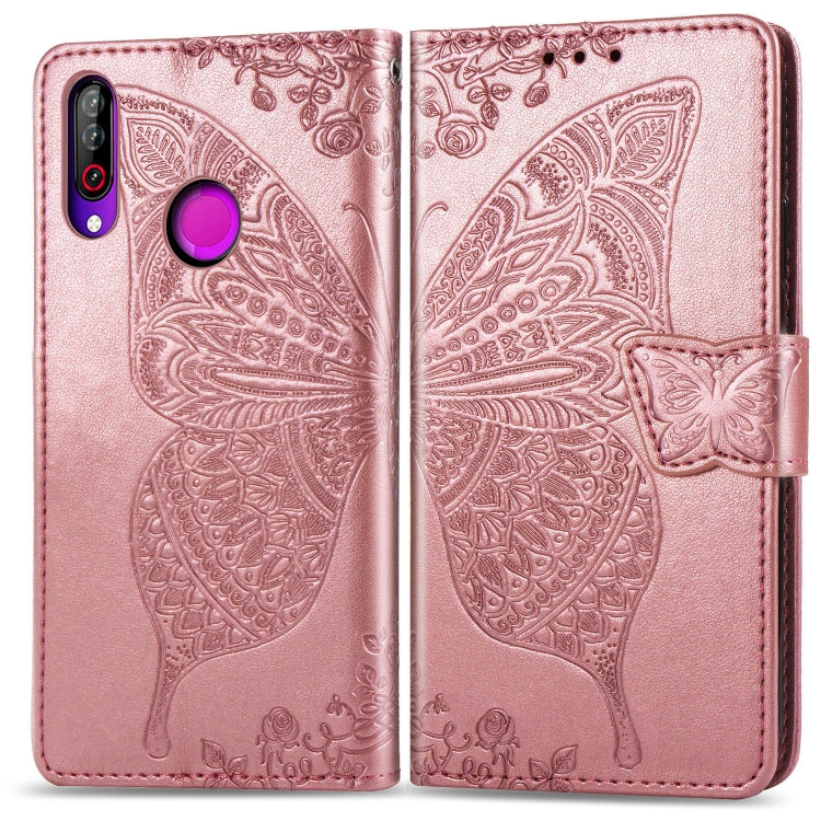 Butterfly Love Flowers Embossing Horizontal Flip Leather Case For LG W30 with Holder & Card Slots & Wallet & Lanyard