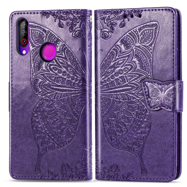 Butterfly Love Flowers Embossing Horizontal Flip Leather Case For LG W30 with Holder & Card Slots & Wallet & Lanyard