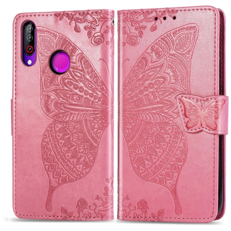 Butterfly Love Flowers Embossing Horizontal Flip Leather Case For LG W30 with Holder & Card Slots & Wallet & Lanyard