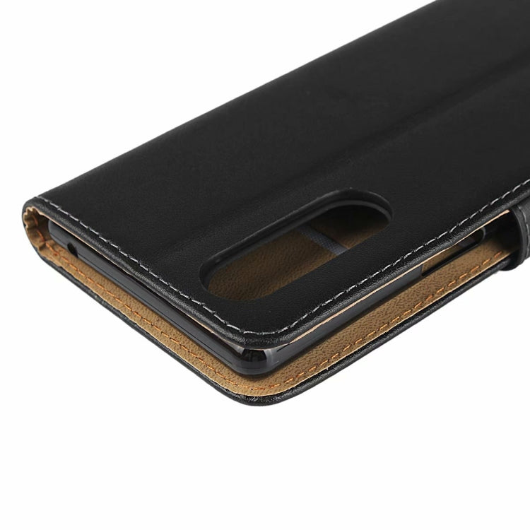 Leather Horizontal Flip Holster for Sony Xperia XZ5 with Magnetic Clasp and Bracket and Card Slot and Wallet(Black)