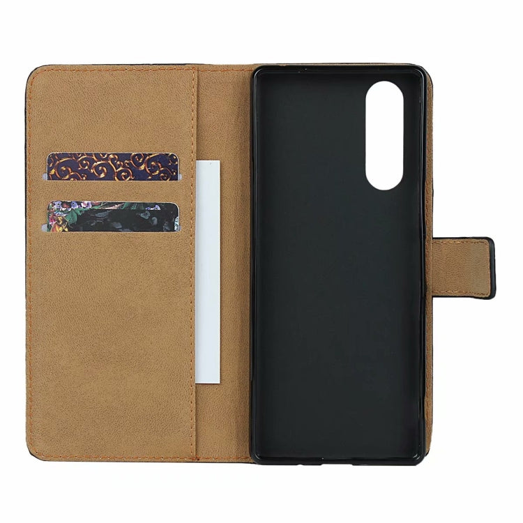 Leather Horizontal Flip Holster for Sony Xperia XZ5 with Magnetic Clasp and Bracket and Card Slot and Wallet(Black)