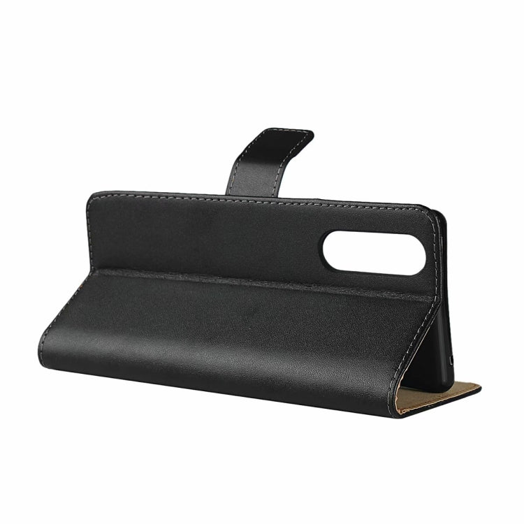 Leather Horizontal Flip Holster for Sony Xperia XZ5 with Magnetic Clasp and Bracket and Card Slot and Wallet(Black)
