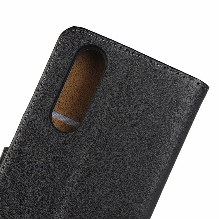 Leather Horizontal Flip Holster for Sony Xperia XZ5 with Magnetic Clasp and Bracket and Card Slot and Wallet(Black)
