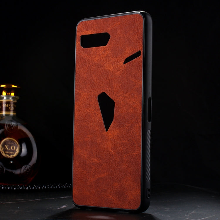 Shockproof Sheep Skin PC + PU + TPU Case For Asus ROG Phone II ZS660KL(Brown)