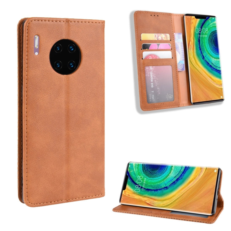 Magnetic Buckle Retro Crazy Horse Texture Horizontal Flip Leather Case for Huawei Mate 30 Pro , with Holder & Card Slots & Photo Frame