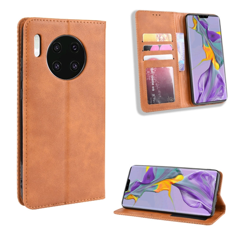 Magnetic Buckle Retro Crazy Horse Texture Horizontal Flip Leather Case for Huawei Mate 30 , with Holder & Card Slots & Photo Frame