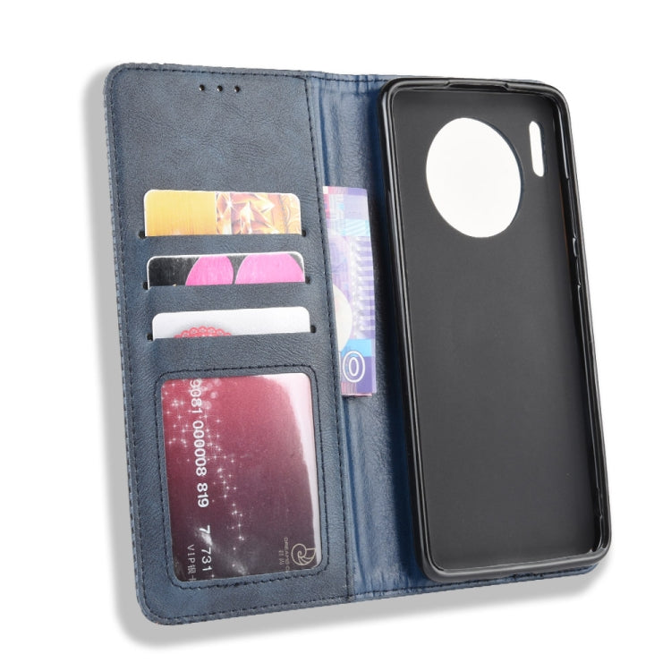 Magnetic Buckle Retro Crazy Horse Texture Horizontal Flip Leather Case for Huawei Mate 30 , with Holder & Card Slots & Photo Frame