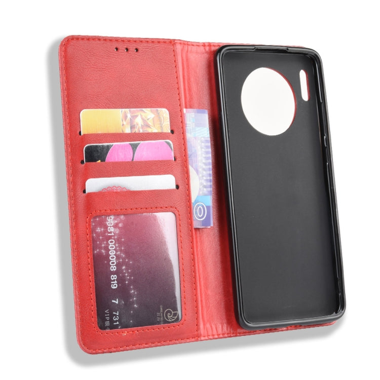 Magnetic Buckle Retro Crazy Horse Texture Horizontal Flip Leather Case for Huawei Mate 30 , with Holder & Card Slots & Photo Frame