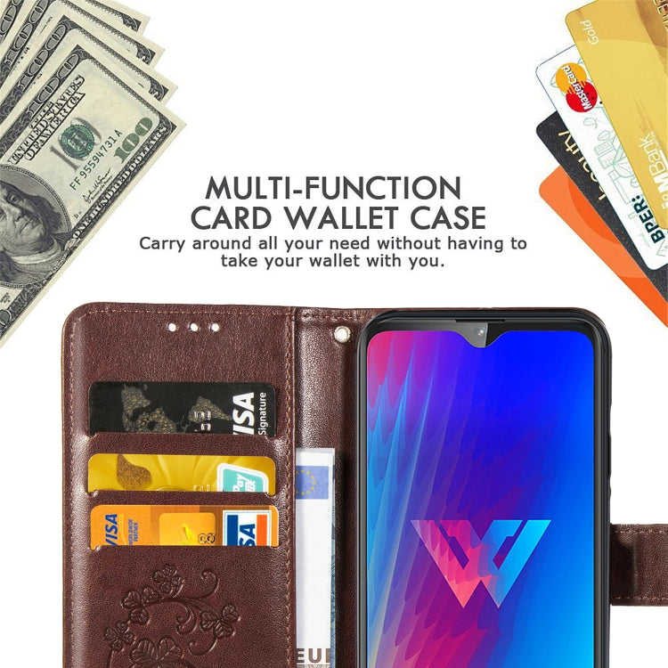 For LG W30 Lucky Clover Pressed Flowers Pattern Leather Case , with Holder & Card Slots & Wallet & Hand Strap