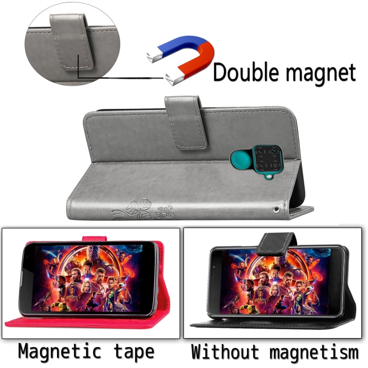 For Huawei Mate 30 Lite / Nova 5i Pro Lucky Clover Pressed Flowers Pattern Leather Case , with Holder & Card Slots & Wallet & Hand Strap