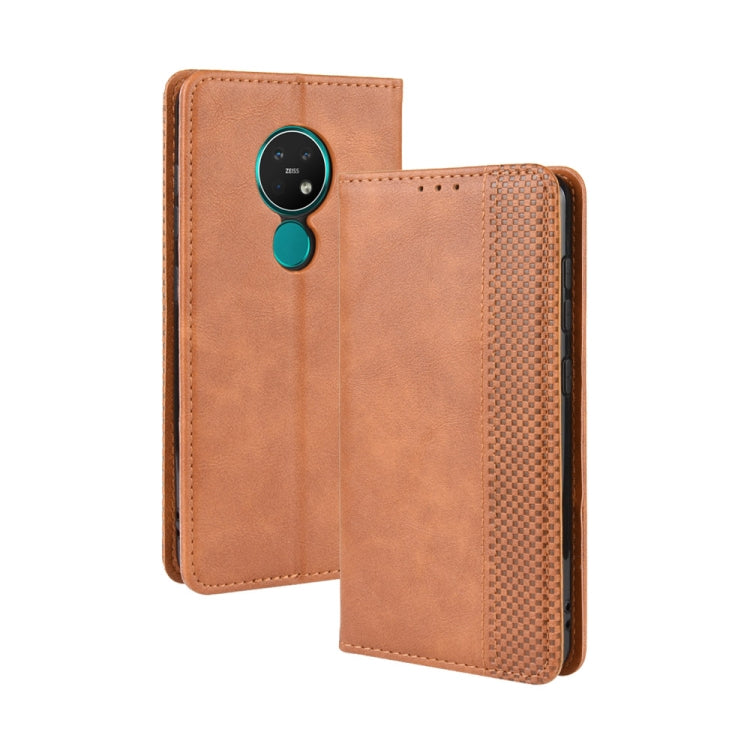 For Nokia 7.2 / Nokia 6.2 Magnetic Buckle Retro Crazy Horse Texture Horizontal Flip Leather Case , with Holder & Card Slots & Photo Frame