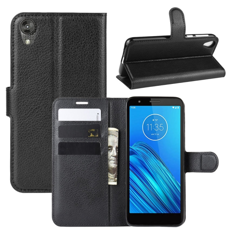 For Motorola Moto E6 Litchi Texture Horizontal Flip Leather Case with Wallet & Holder & Card Slots