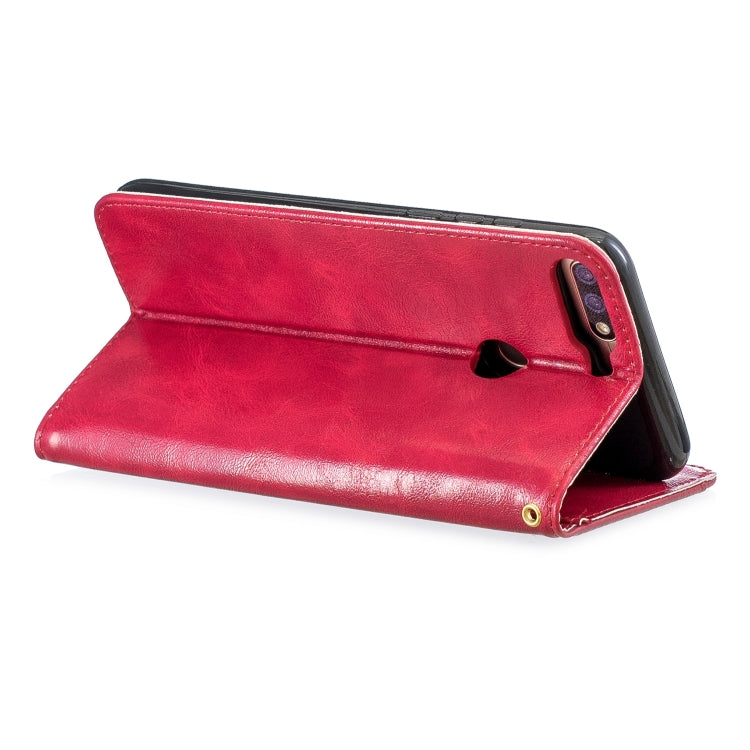 For Huawei Honor 7C Copper Buckle Nappa Texture Horizontal Flip Leather Case , with Holder & Card Slots & Wallet