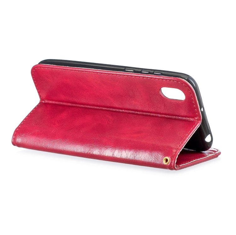 For Huawei Y5 2019 Copper Buckle Nappa Texture Horizontal Flip Leather Case , with Holder & Card Slots & Wallet