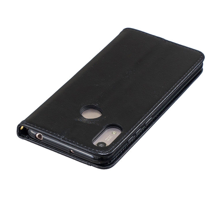 For Huawei Y6 2019 Copper Buckle Nappa Texture Horizontal Flip Leather Case , with Holder & Card Slots & Wallet