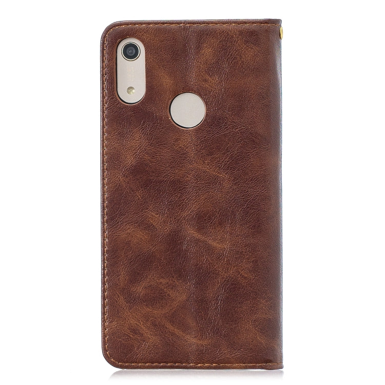 For Huawei Y6 2019 Copper Buckle Nappa Texture Horizontal Flip Leather Case , with Holder & Card Slots & Wallet