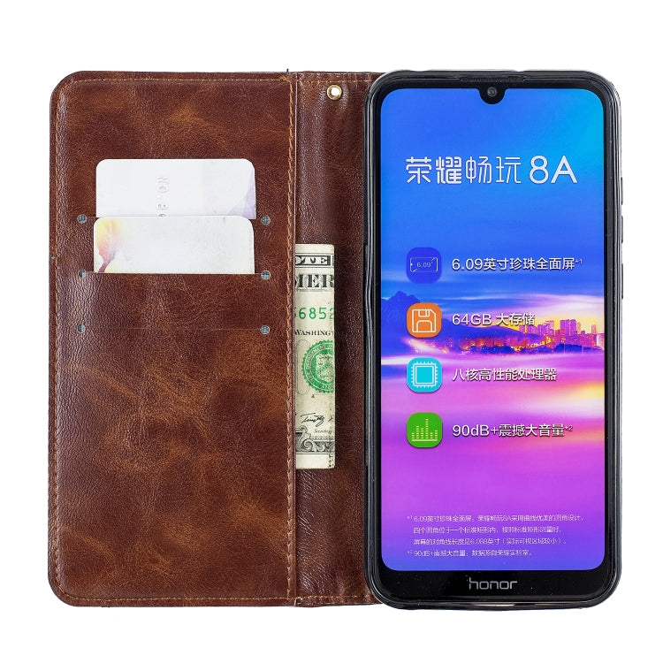 For Huawei Y6 2019 Copper Buckle Nappa Texture Horizontal Flip Leather Case , with Holder & Card Slots & Wallet