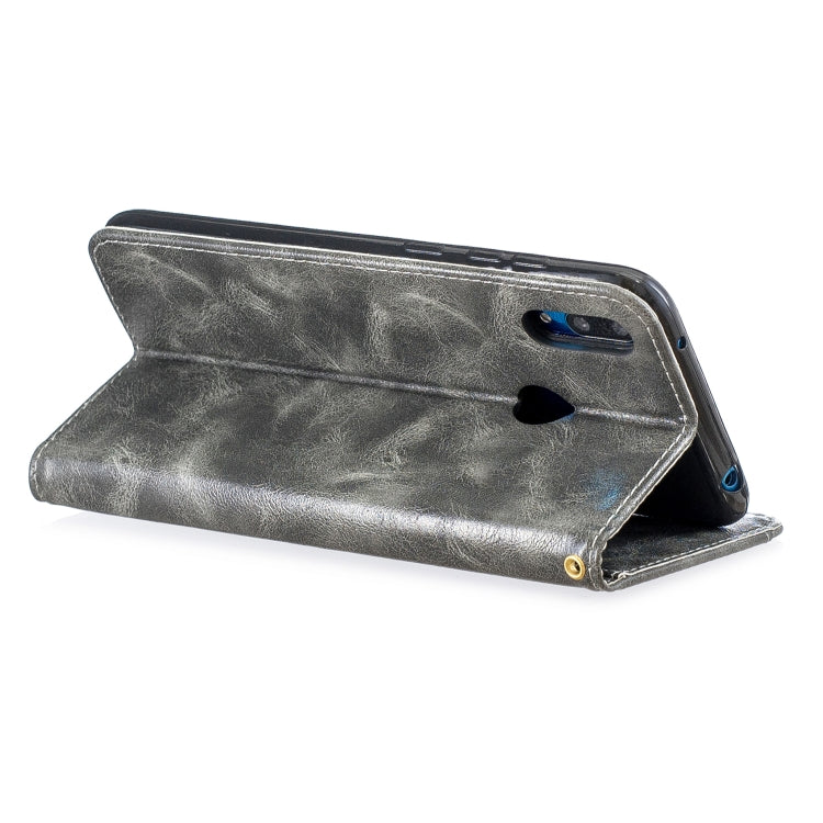 For Huawei Y7 2019 Copper Buckle Nappa Texture Horizontal Flip Leather Case , with Holder & Card Slots & Wallet