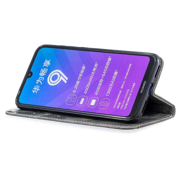 For Huawei Y7 2019 Copper Buckle Nappa Texture Horizontal Flip Leather Case , with Holder & Card Slots & Wallet