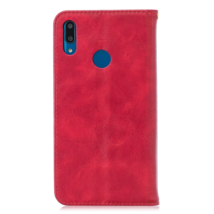 For Huawei Y7 2019 Copper Buckle Nappa Texture Horizontal Flip Leather Case , with Holder & Card Slots & Wallet