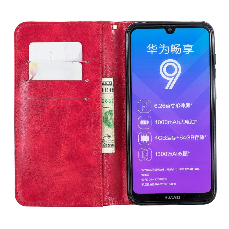 For Huawei Y7 2019 Copper Buckle Nappa Texture Horizontal Flip Leather Case , with Holder & Card Slots & Wallet