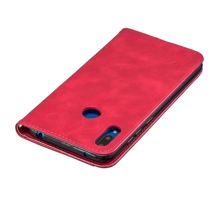 For Huawei Y7 2019 Copper Buckle Nappa Texture Horizontal Flip Leather Case , with Holder & Card Slots & Wallet