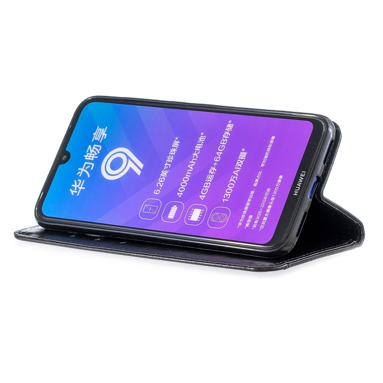 For Huawei Y7 2019 Copper Buckle Nappa Texture Horizontal Flip Leather Case , with Holder & Card Slots & Wallet