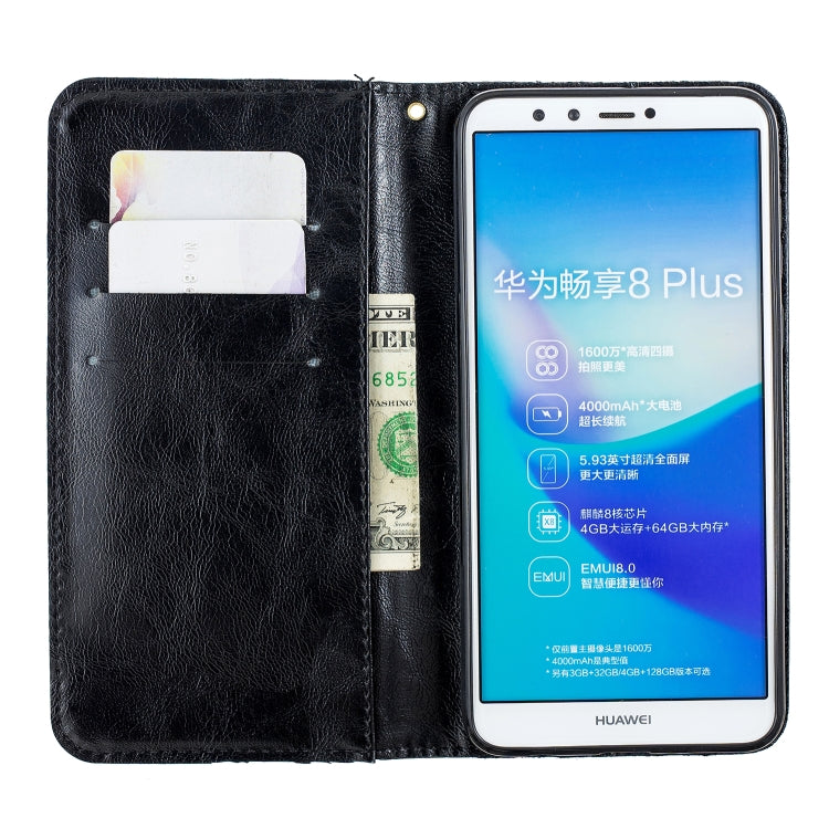 For Huawei Y9 2018 Copper Buckle Nappa Texture Horizontal Flip Leather Case , with Holder & Card Slots & Wallet