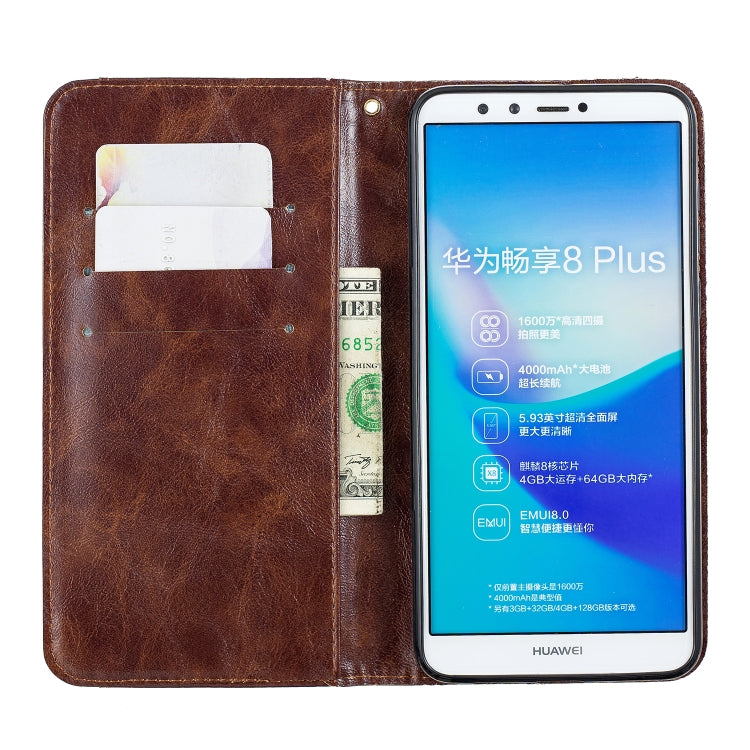 For Huawei Y9 2018 Copper Buckle Nappa Texture Horizontal Flip Leather Case , with Holder & Card Slots & Wallet