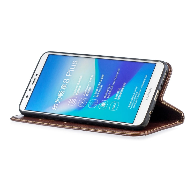 For Huawei Y9 2018 Copper Buckle Nappa Texture Horizontal Flip Leather Case , with Holder & Card Slots & Wallet