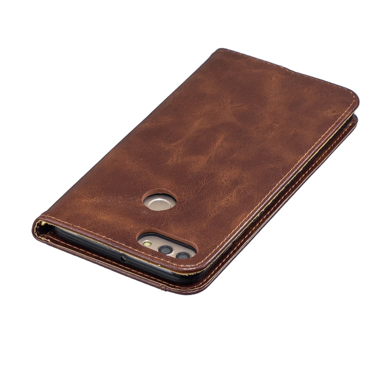For Huawei Y9 2018 Copper Buckle Nappa Texture Horizontal Flip Leather Case , with Holder & Card Slots & Wallet