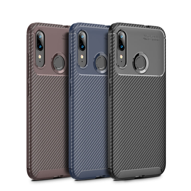 For Moto E6 Plus Beetle Series Carbon Fiber Texture Shockproof TPU Case