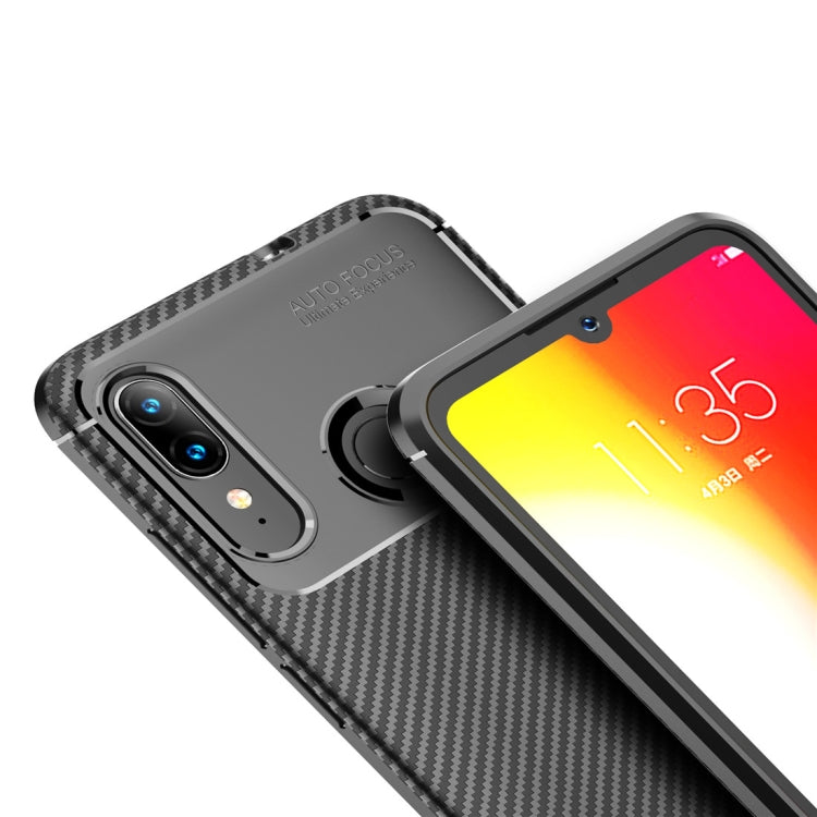 For Moto E6 Plus Beetle Series Carbon Fiber Texture Shockproof TPU Case