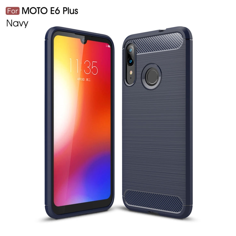 For Moto E6 Plus Brushed Texture Carbon Fiber TPU Case