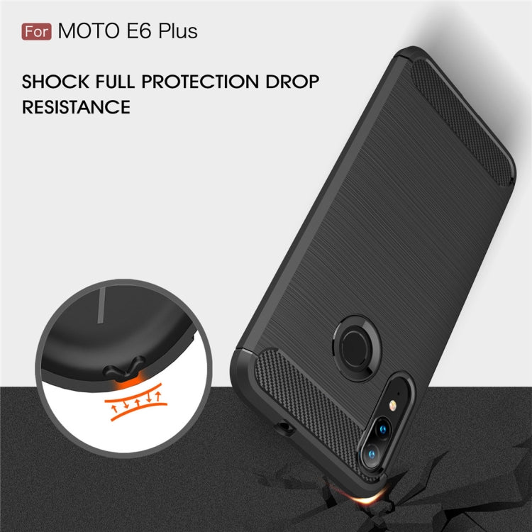 For Moto E6 Plus Brushed Texture Carbon Fiber TPU Case