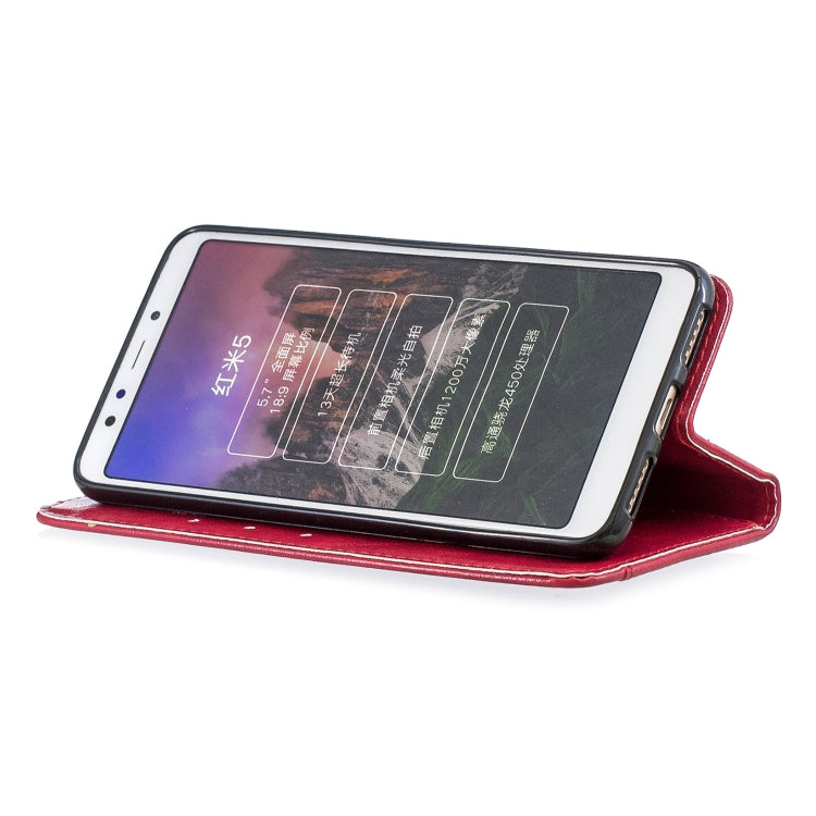 For Xiaomi Redmi 5 Plus Copper Buckle Nappa Texture Horizontal Flip Leather Case, with Holder & Card Slots & Wallet