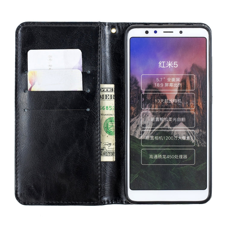 For Xiaomi Redmi 5 Plus Copper Buckle Nappa Texture Horizontal Flip Leather Case, with Holder & Card Slots & Wallet